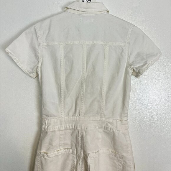GOOD AMERICAN Fit for Success Utility Dress in Wash Cloud White Size X-Small - Picture 9 of 13